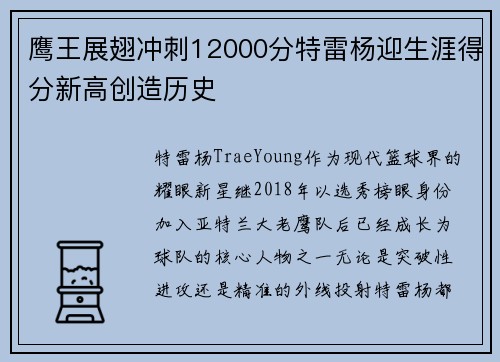 鹰王展翅冲刺12000分特雷杨迎生涯得分新高创造历史